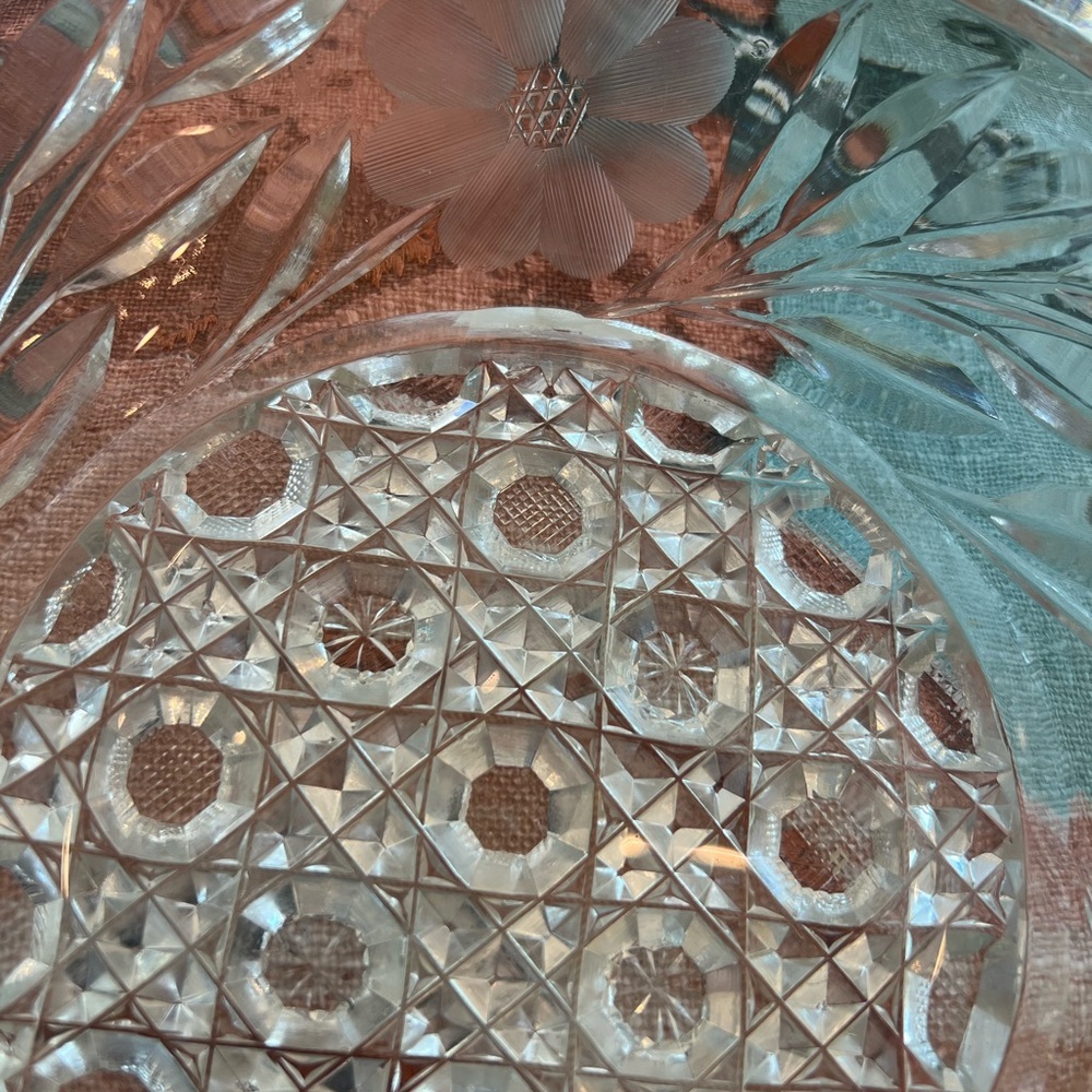 American Brilliant Period Cut Glass Bowl – Floral & Hobstar Design - Picture 5 of 5